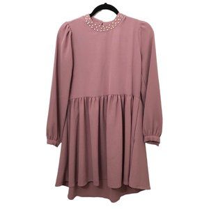 Refka Pearl Beaded Stand Collar Deep Pink Dress Size 4